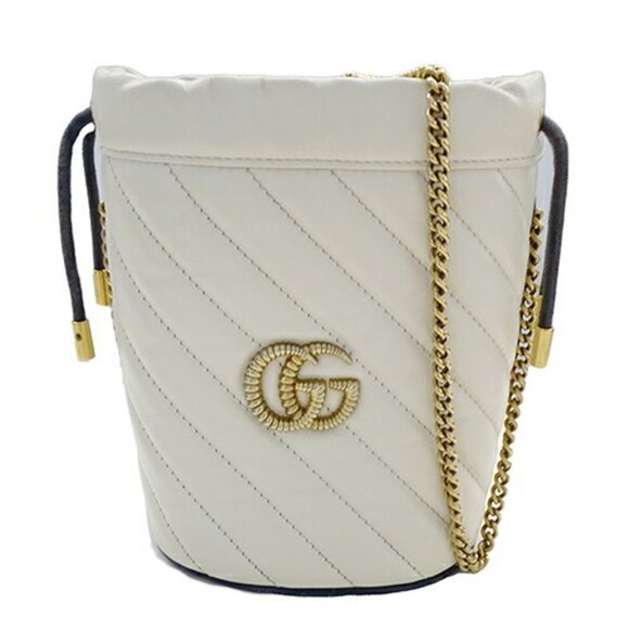 GUCCI White Leather GG Marmont Shoulder Bag - Picture 1 of 16